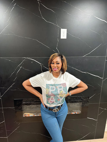 Pray Swarovski Bling Tee