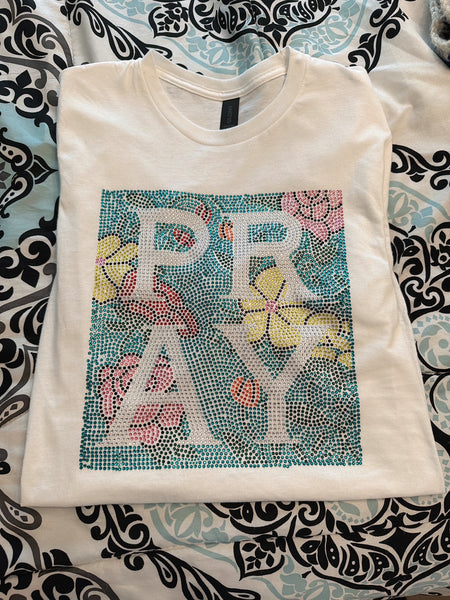 Pray Swarovski Bling Tee