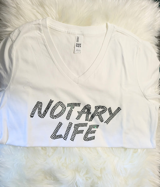 Notary Life Emerald Green Bling VNeck Tee