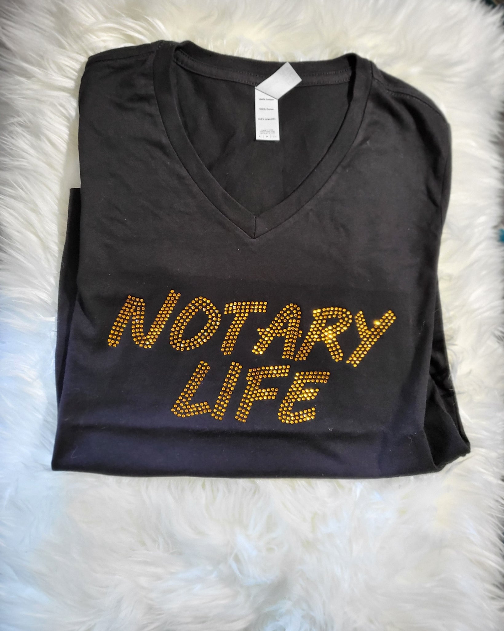 Notary Bling Gold V Neck Tee