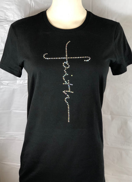 Faith Cross Bling Tee