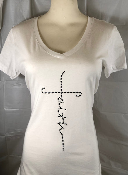 Faith Cross Bling Tee