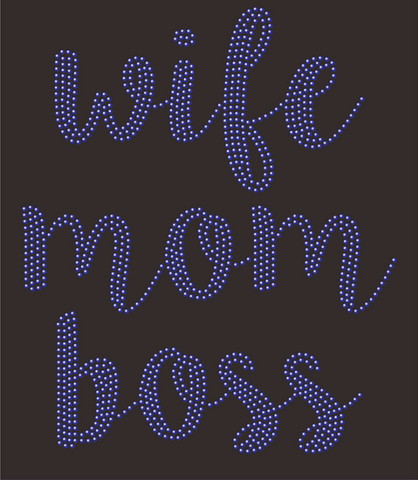 Mom Wife Boss Bling Tee Shirt